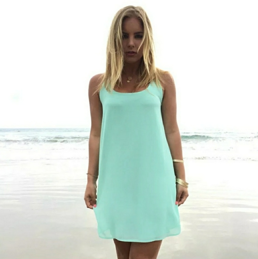 Surf Green Summer Mini Chiffon Sun Dress
